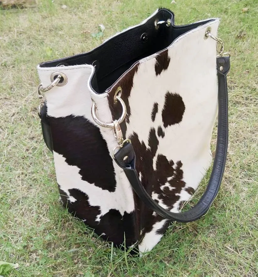 Cowhide Purse Black White
