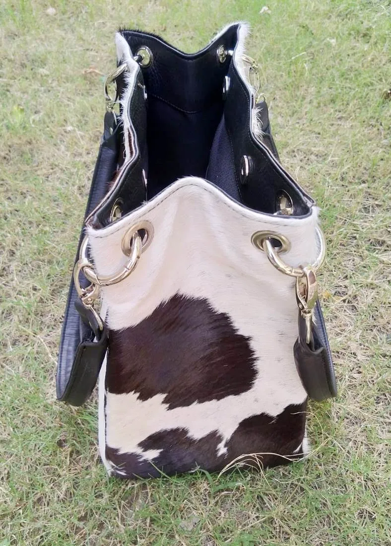Cowhide Purse Black White