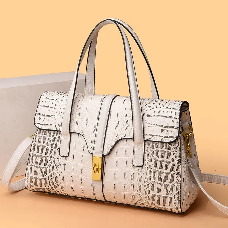 Crocodile Pattern Shoulder Bag PU Luxury Designer Ladies Handbags