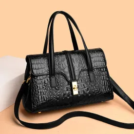 Crocodile Pattern Shoulder Bag PU Luxury Designer Ladies Handbags