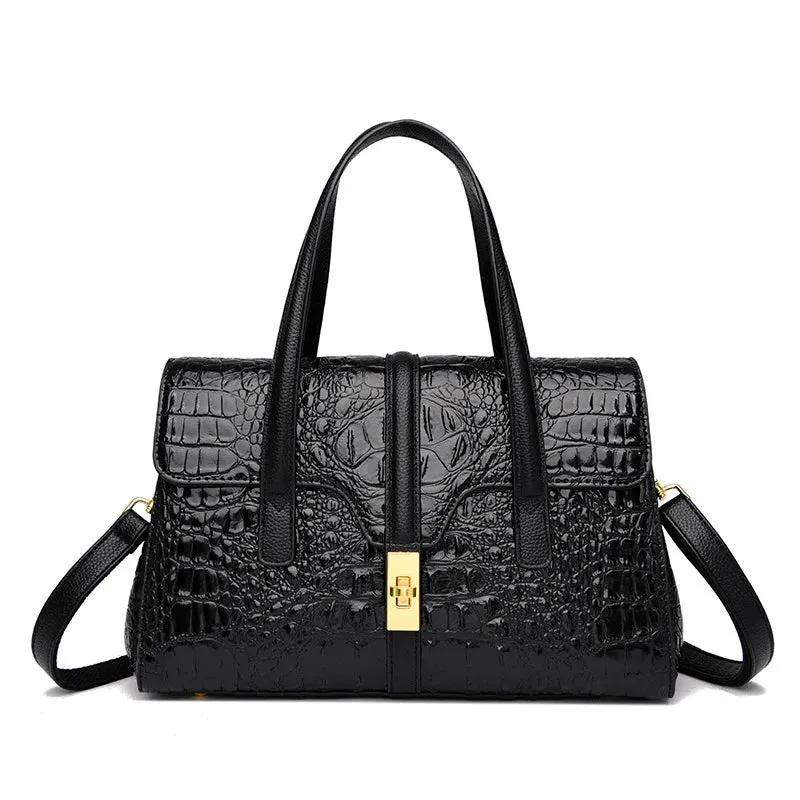 Crocodile Pattern Shoulder Bag PU Luxury Designer Ladies Handbags