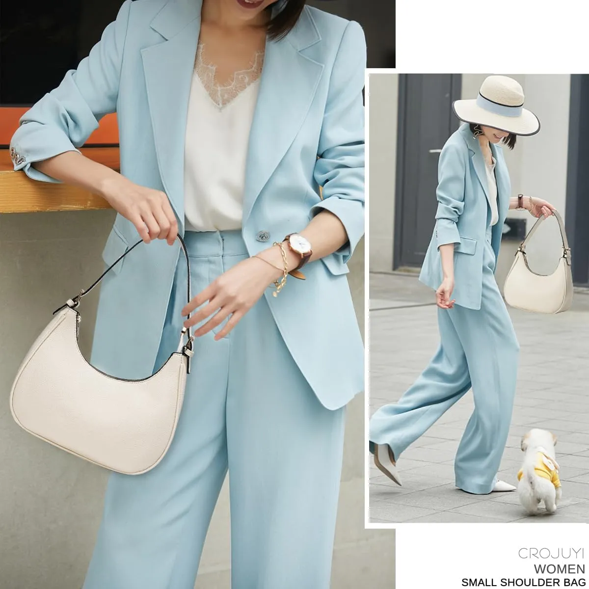 CROJUYI Small Crescent Shoulder Bags Purses for Women Retro Classic Clutch Hobo Tote Purse and Handbag Cute Crossbody Bags