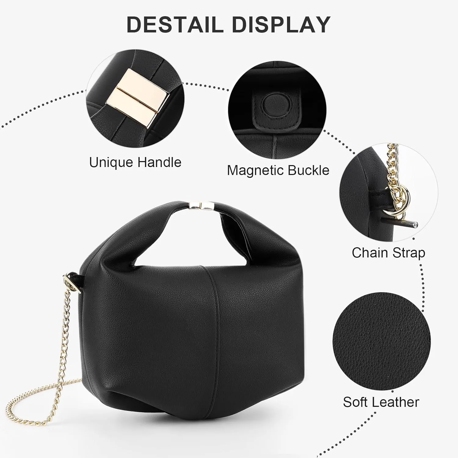 Crossbody Bags Purse Top Handle Bag Chic Dumpling Clutch Designer Small Faux Leather Shoulder Hobo Satchels for Women