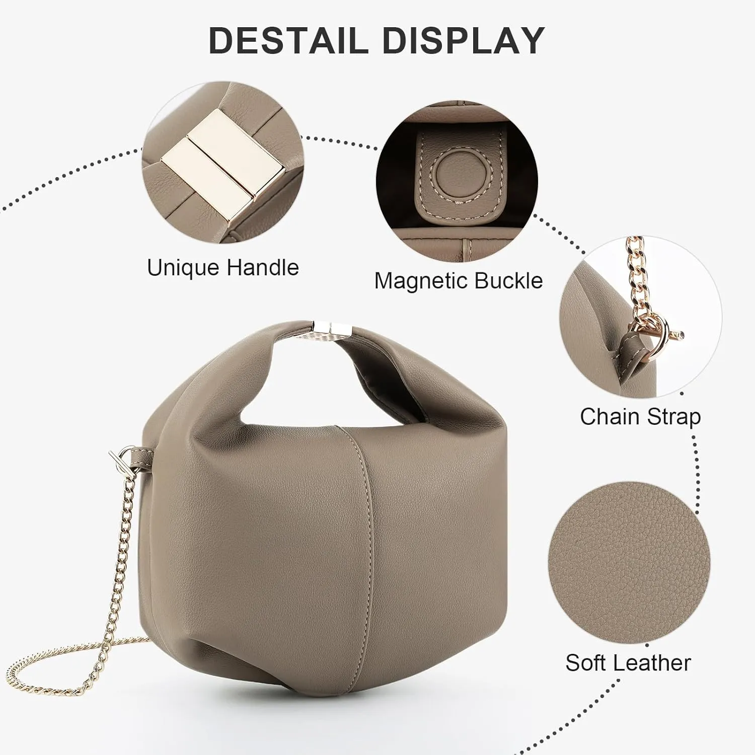 Crossbody Bags Purse Top Handle Bag Chic Dumpling Clutch Designer Small Faux Leather Shoulder Hobo Satchels for Women