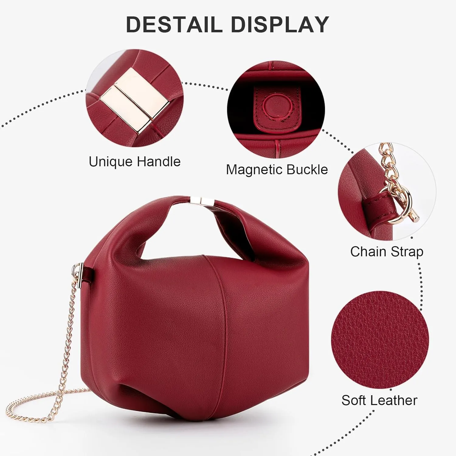 Crossbody Bags Purse Top Handle Bag Chic Dumpling Clutch Designer Small Faux Leather Shoulder Hobo Satchels for Women