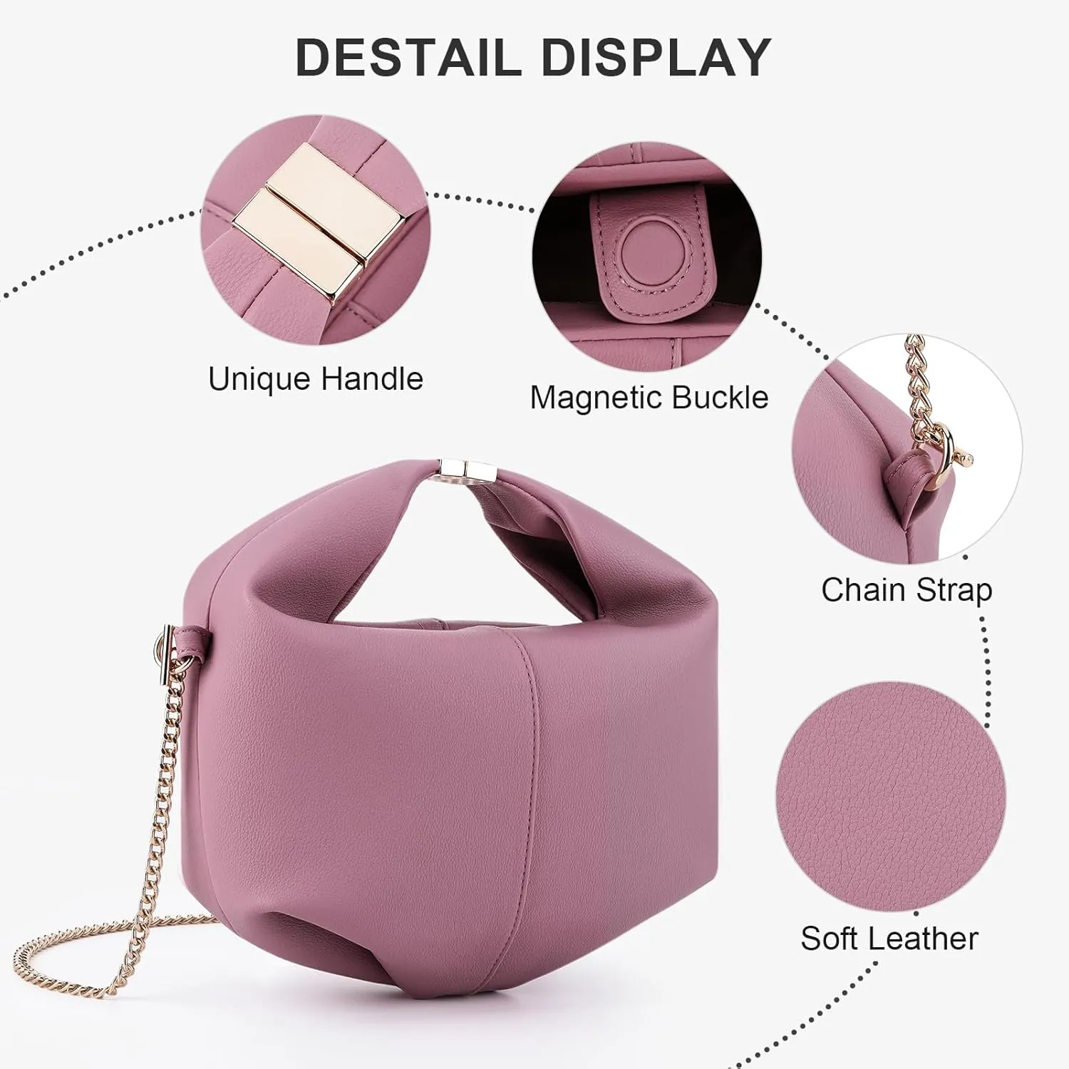 Crossbody Bags Purse Top Handle Bag Chic Dumpling Clutch Designer Small Faux Leather Shoulder Hobo Satchels for Women