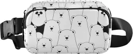 Custom Cute Bears Black White Fanny Packs Women Waterproof Belt Bags Hip Pack Cute Crossbody Waist Purse