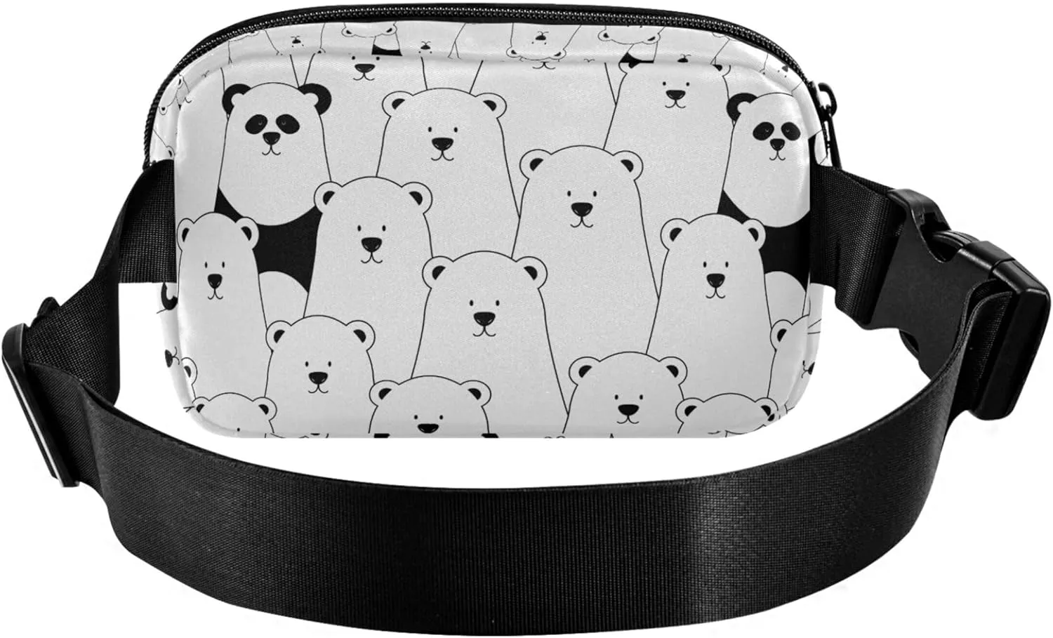Custom Cute Bears Black White Fanny Packs Women Waterproof Belt Bags Hip Pack Cute Crossbody Waist Purse