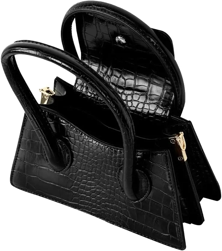 Cute Small Crossbody Purses for Women Girls Trendy Tiny Purse Top Handle Bag Crocodile Satchels Handbag