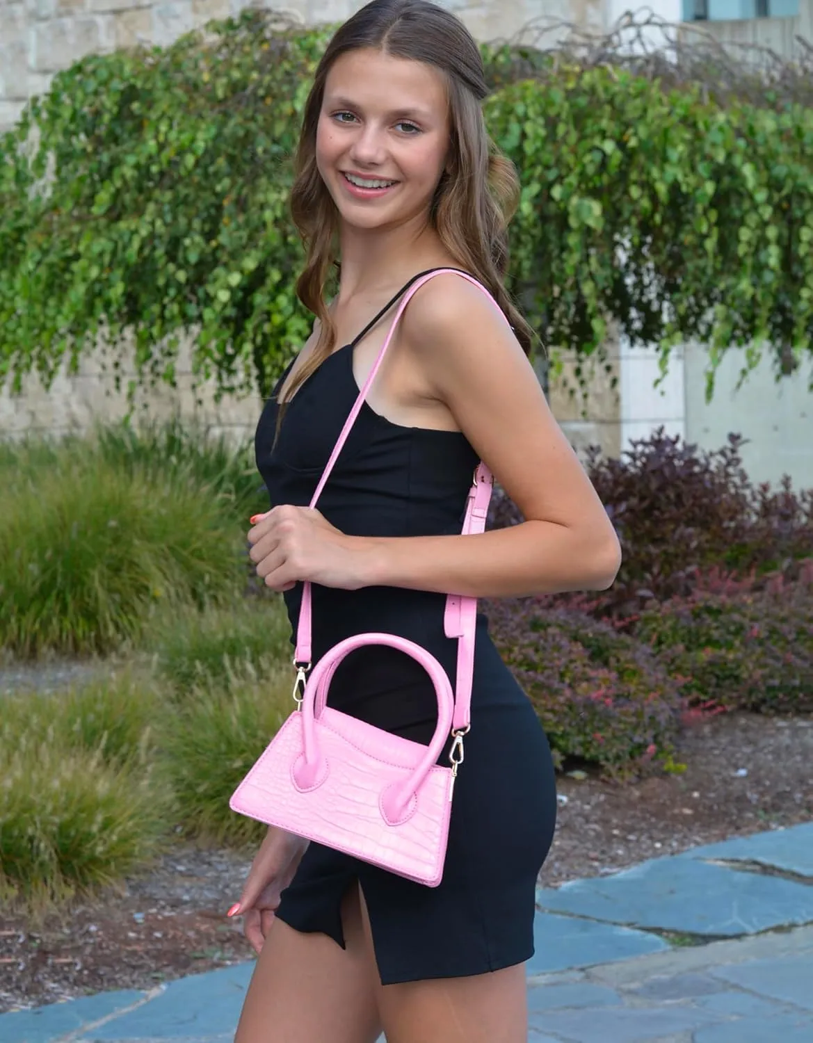Cute Small Crossbody Purses for Women Girls Trendy Tiny Purse Top Handle Bag Crocodile Satchels Handbag