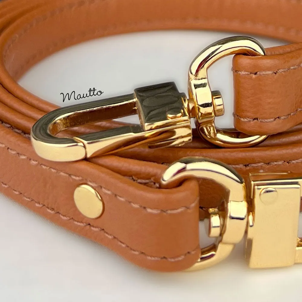 Dark Tan (Golden Honey Patina) Leather Purse Strap, Handbag Strap or Bandolier - Customize Length (Short Shoulder to Extra Long Crossbody Size) - Half Inch Wide