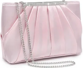 Dasein Elegant Pleated Evening Clutch Bags for Women Formal Handbags Purses for Wedding Party Prom with Sparkly Rhinestones
