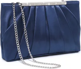 Dasein Elegant Pleated Evening Clutch Bags for Women Formal Handbags Purses for Wedding Party Prom with Sparkly Rhinestones