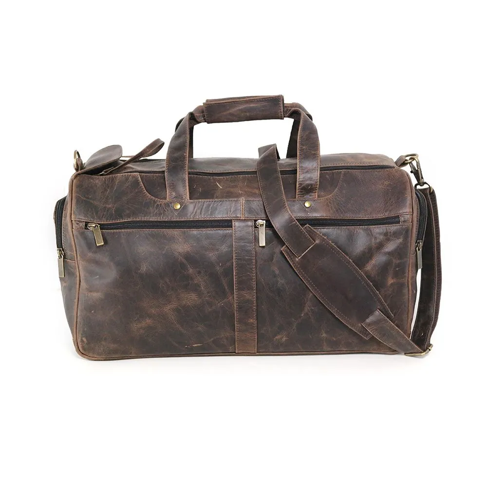 DAYTREKR DISTRESSED LEATHER CARRY-ON DUFFEL