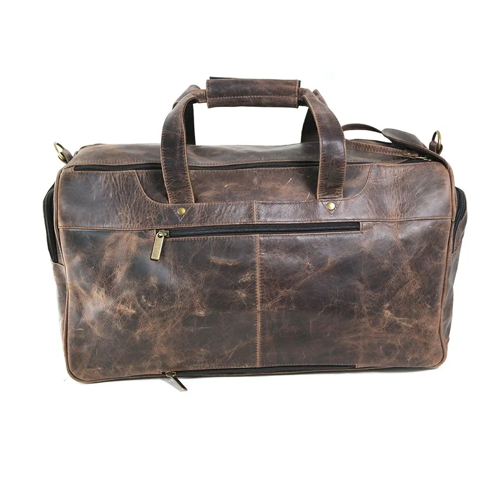 DAYTREKR DISTRESSED LEATHER CARRY-ON DUFFEL