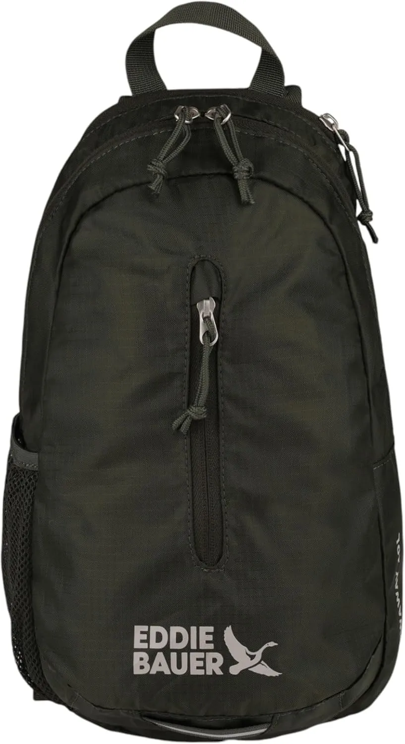 Eddie Bauer Stowaway Packable Sling Bag | Foldable | Travel | Outdoor | Lightweight | Compact | Everyday Carry | Ripstop Nylon | 10L - Dark Forest