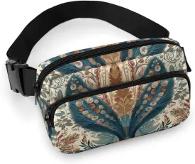 Fanny Packs for Women Men,An Ivy Flower Printed Water Resistant Belt Bag,Cross Body Small Fanny Pack with Adjustable Straps,Waist Bag for Traveling Running Sports Casual