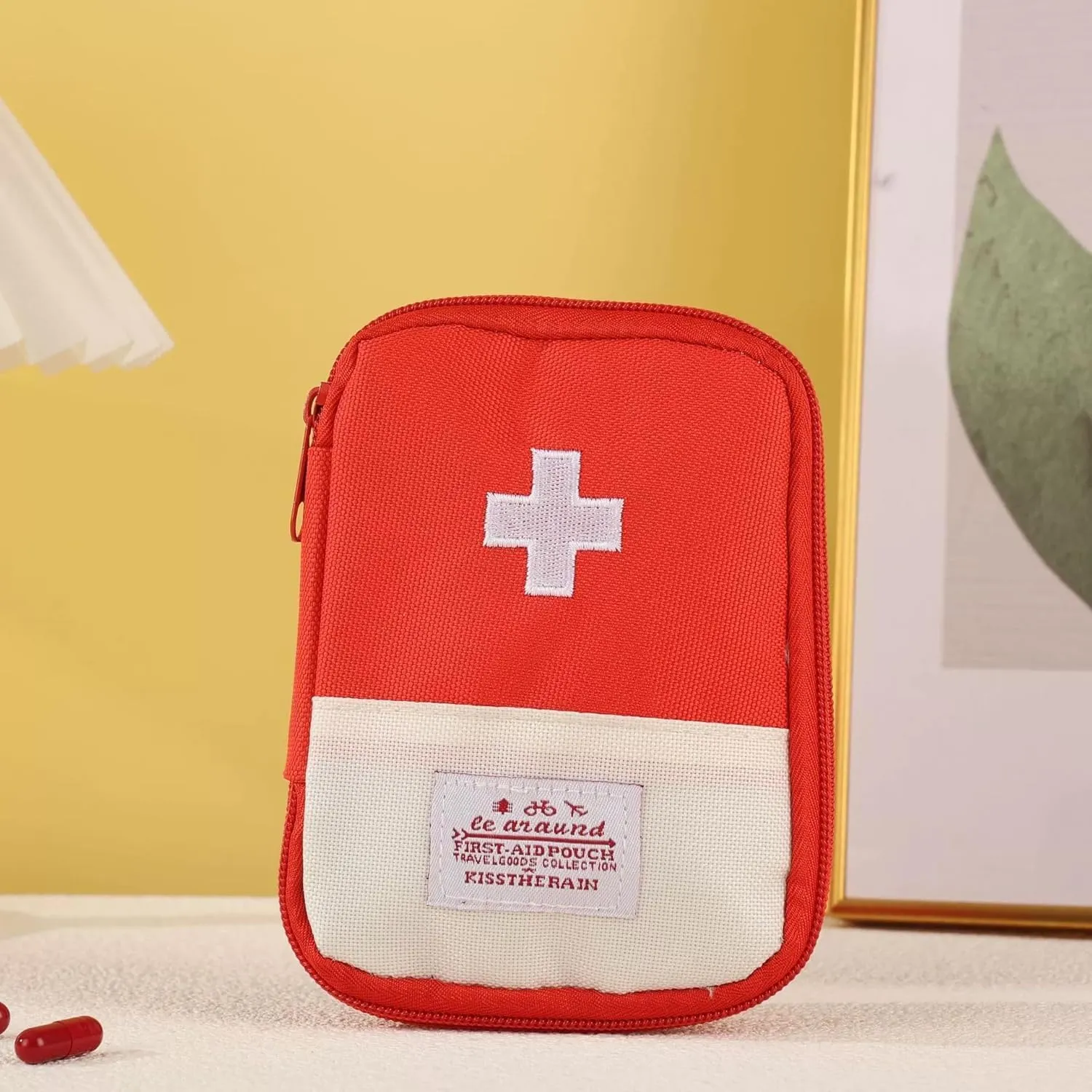 First Aid Bag Empty,Small Portable Empty First Aid Kit Bag Waterproof Section Dividers Travel Medicine Bag for Emergency for Home Office Car Outdoors Boat Camping Hiking Cycling (Pink)
