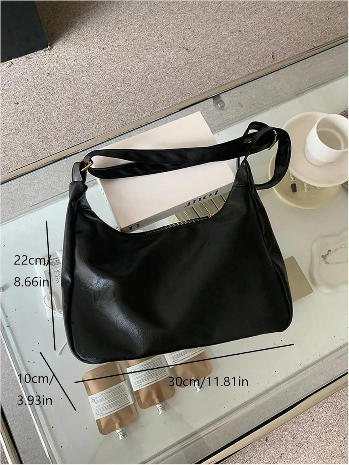 Floerns Women's Soft PU Leather Crossbody Bag Vintage Slouchy Hobo Bag with Zipper