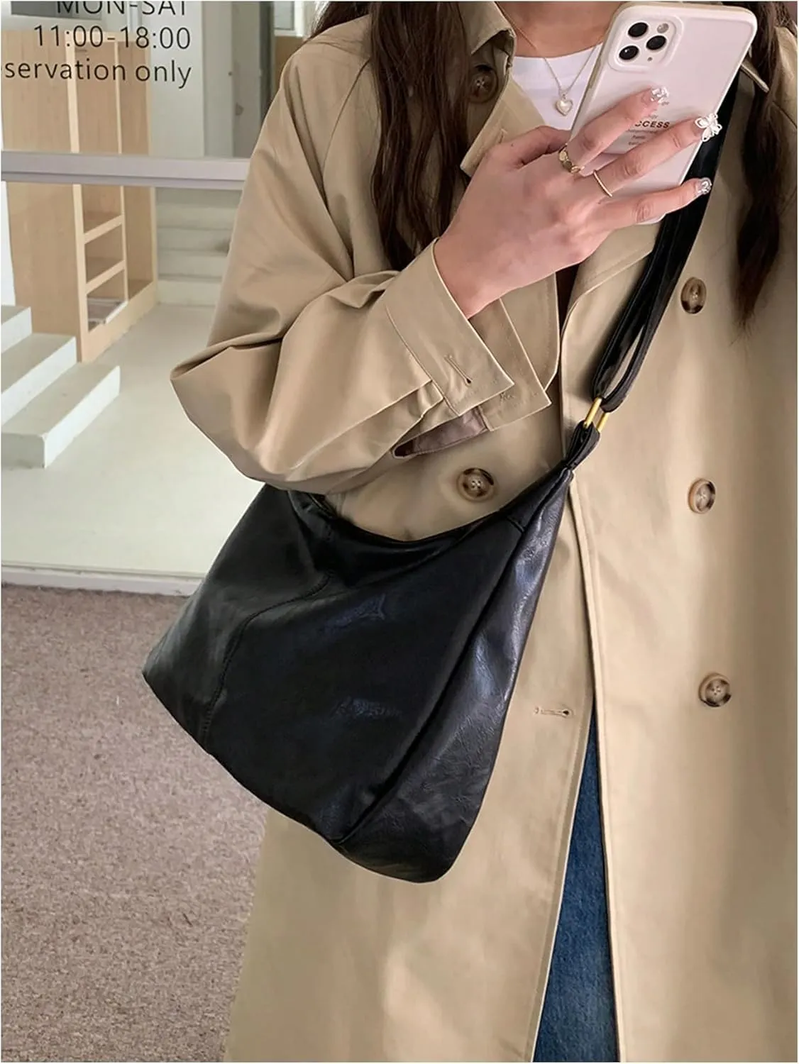 Floerns Women's Soft PU Leather Crossbody Bag Vintage Slouchy Hobo Bag with Zipper