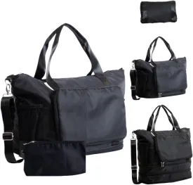 Foldable & Expandable Carry-On Bag with Shoe Compartment, Water Bottle Pocket, Luggage Sleeve, Cosmetic Case