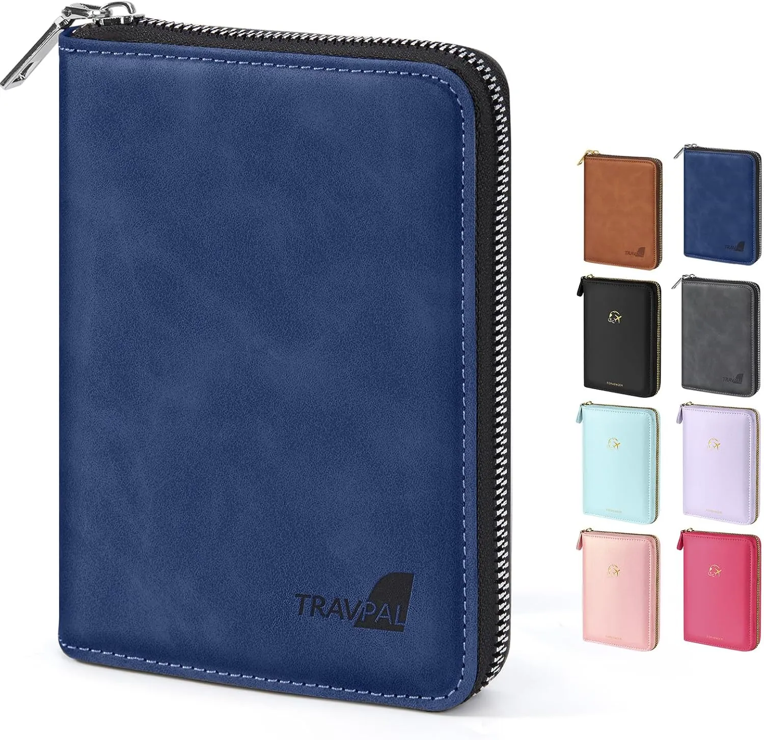 Forvencer Passport Holder Cover with Safe Zipper Closure, Premium Passport Wallet for Travel, Sleek RFID Blocking Card Case, Waterproof Travel Accessories for Men, Navy Blue