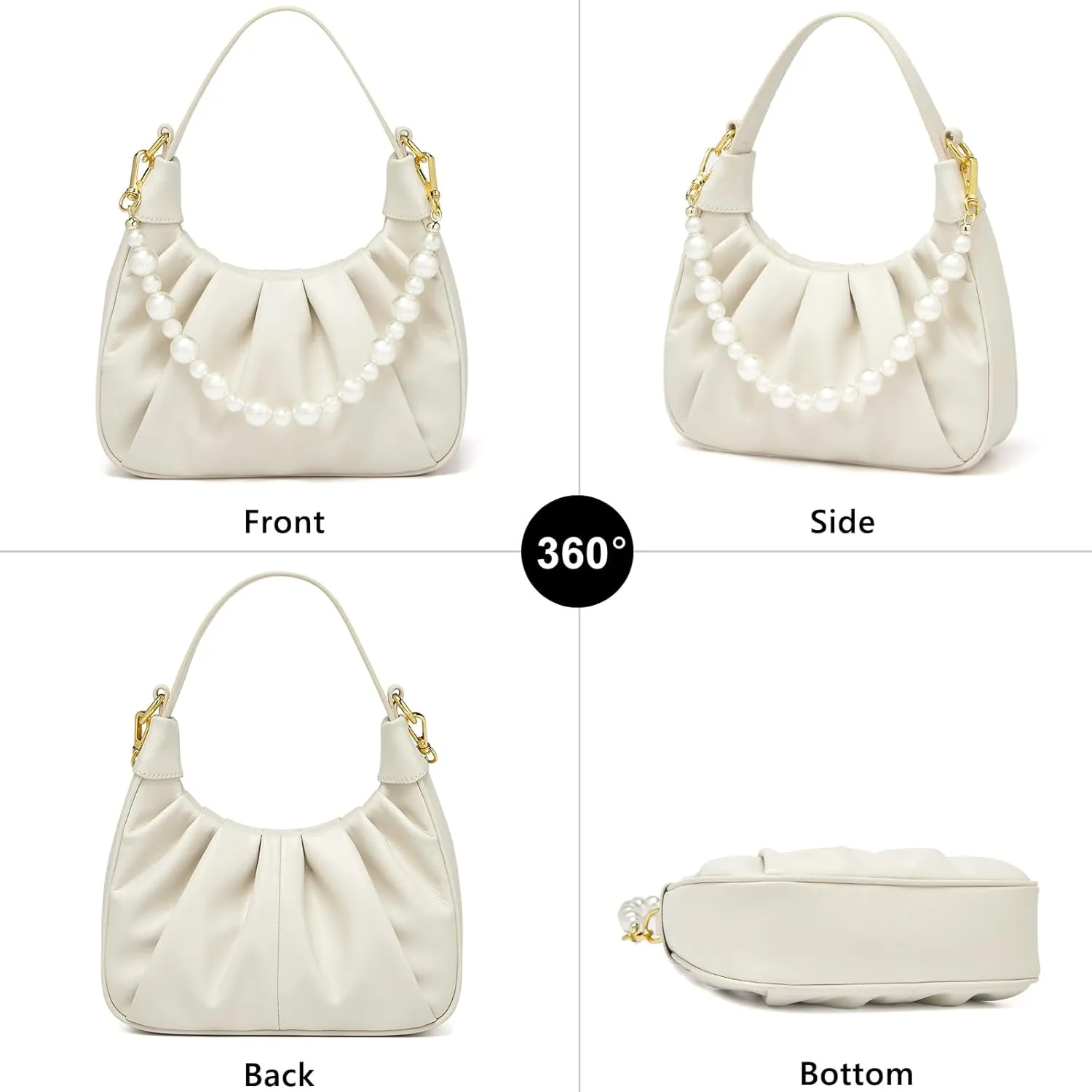 FOXLOVER Cowhide Leather Crossbody Bags for Women Small Adjustable Chain Strap Stylish Trendy Purse