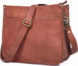 Genuine Leather Crossbody Purse for Women  Rustic Tan & Brown Leather Satchel, Medium Size with Zipper Pocket  Cute Everyday Handbag, Ideal for Moms, Teens, & Ladies  Vintage, Soft, Boho Style
