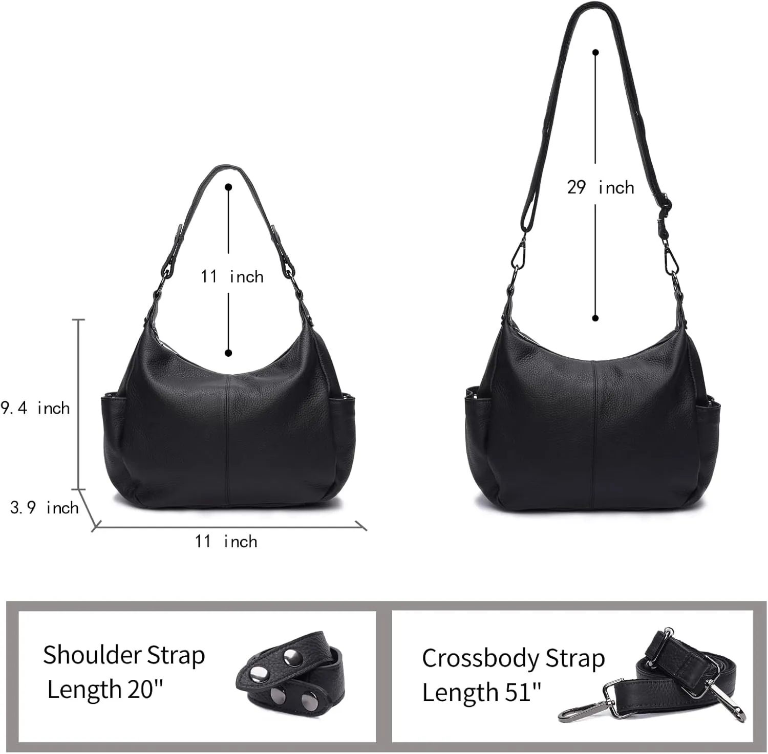 Genuine Leather Purses for Women Hobo Crossbody Bags Casual Work Shoulder Bag with Adjustable Strap