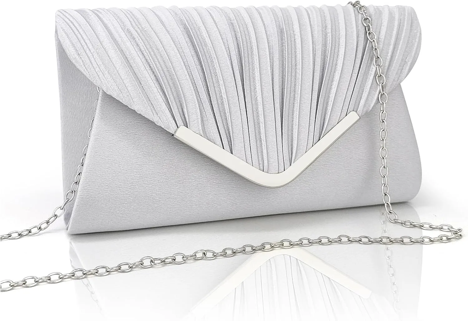 Glamorous Envelope Clutch Bag - Elegant Womens Satin Finish Evening Purse for Weddings, Proms, Parties & Formal Events
