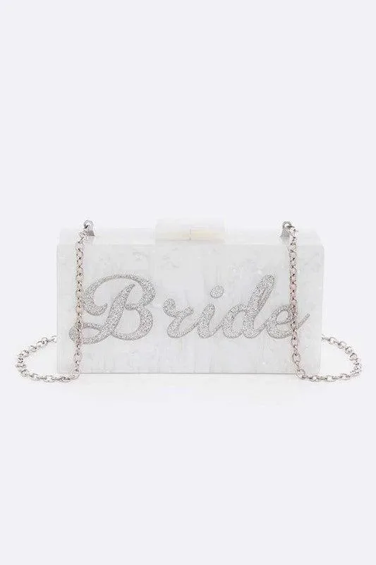 Glitter BRIDE Acrylic Box Clutch