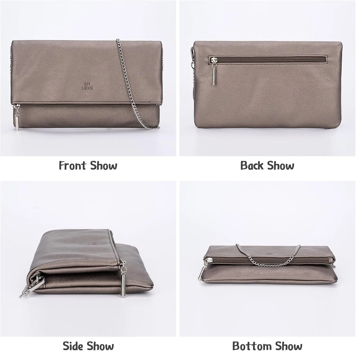GM LIKKIE Clutch Purse for Women, Large Envelope Clutch HandBag, Crossbody Foldover PU Leather Clutches bag