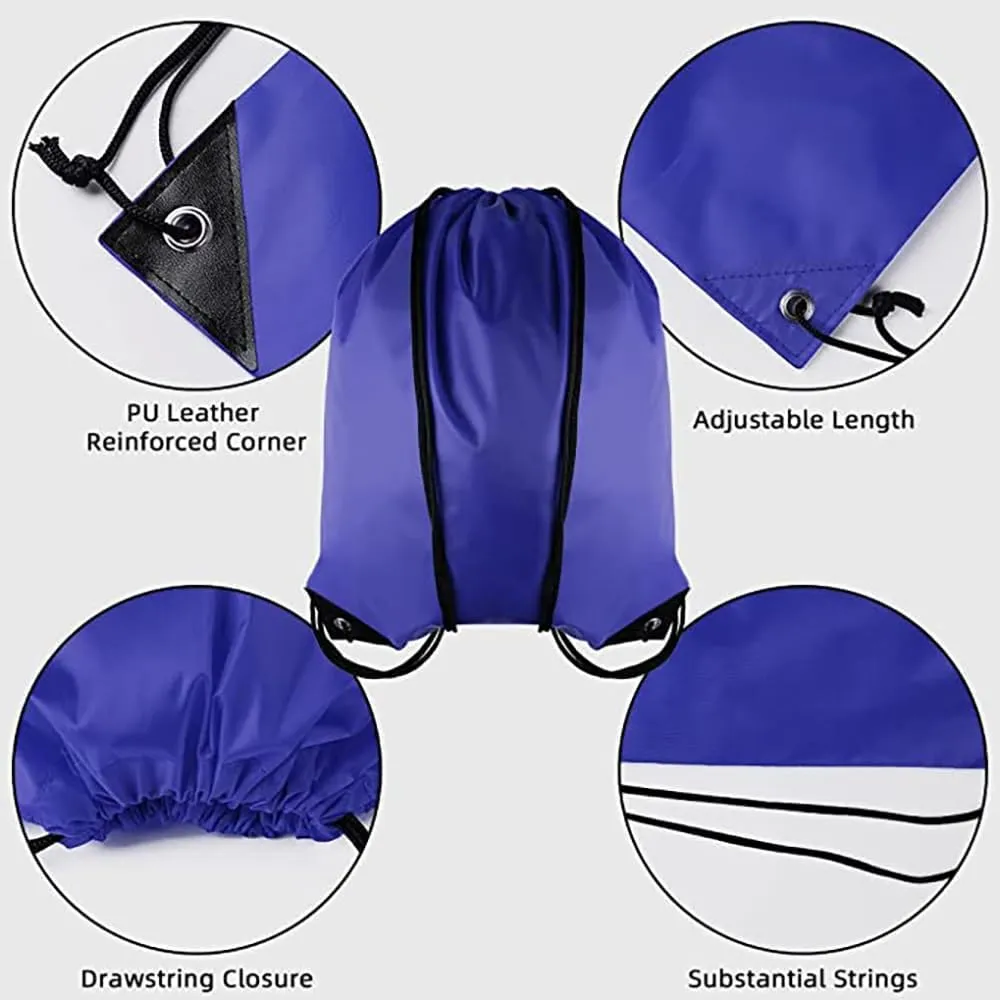 GoodtoU Drawstring Backpacks, Drawstring Bags Bulk Nylon Backpack Draw String Back Bag Cinch Sack Drawstring Gym Bag Drawstring Backpack for Sport, Traveling, Team (Blue, 16Pcs)