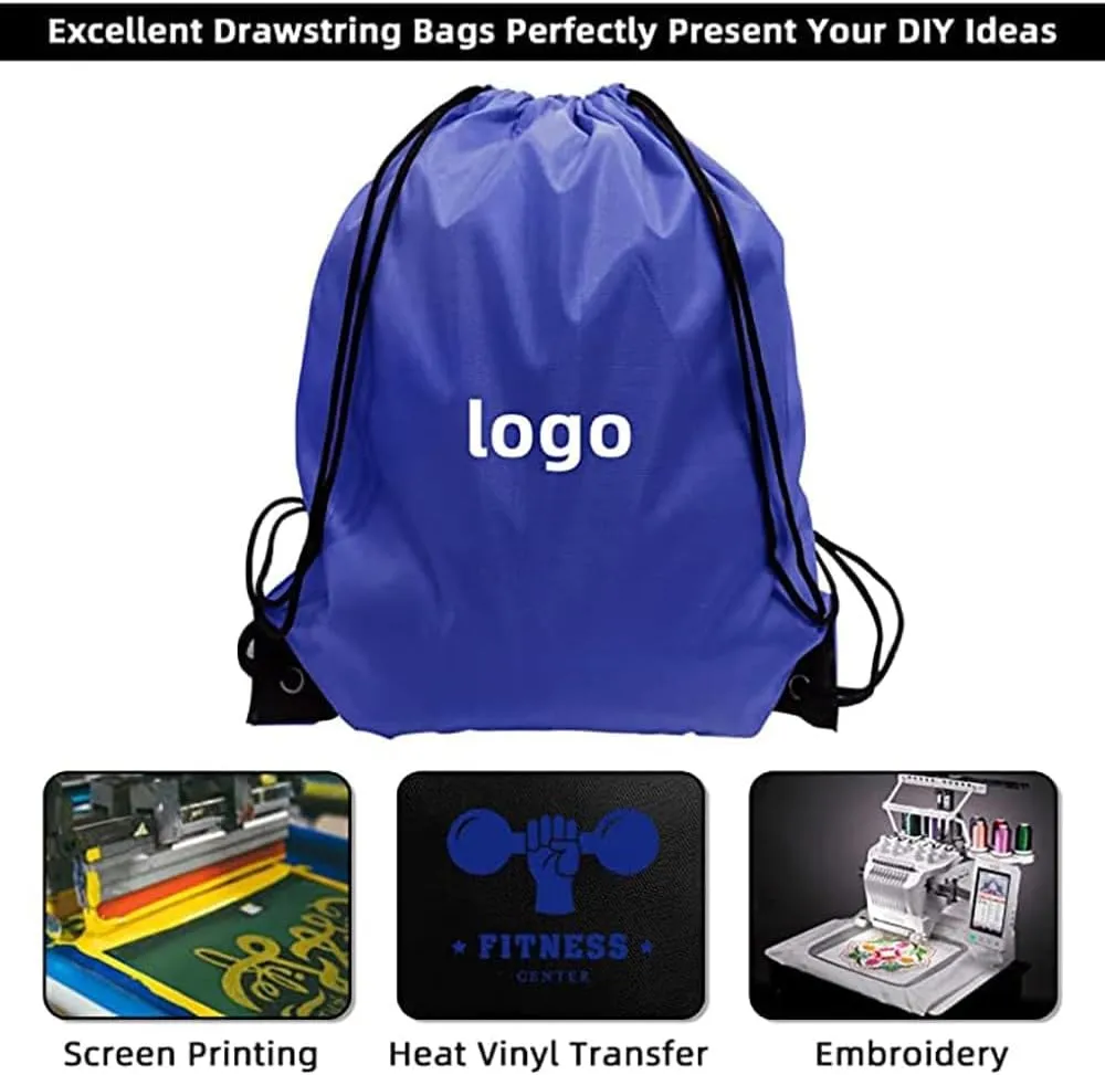 GoodtoU Drawstring Backpacks, Drawstring Bags Bulk Nylon Backpack Draw String Back Bag Cinch Sack Drawstring Gym Bag Drawstring Backpack for Sport, Traveling, Team (Blue, 16Pcs)