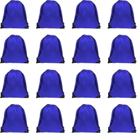 GoodtoU Drawstring Backpacks, Drawstring Bags Bulk Nylon Backpack Draw String Back Bag Cinch Sack Drawstring Gym Bag Drawstring Backpack for Sport, Traveling, Team (Blue, 16Pcs)