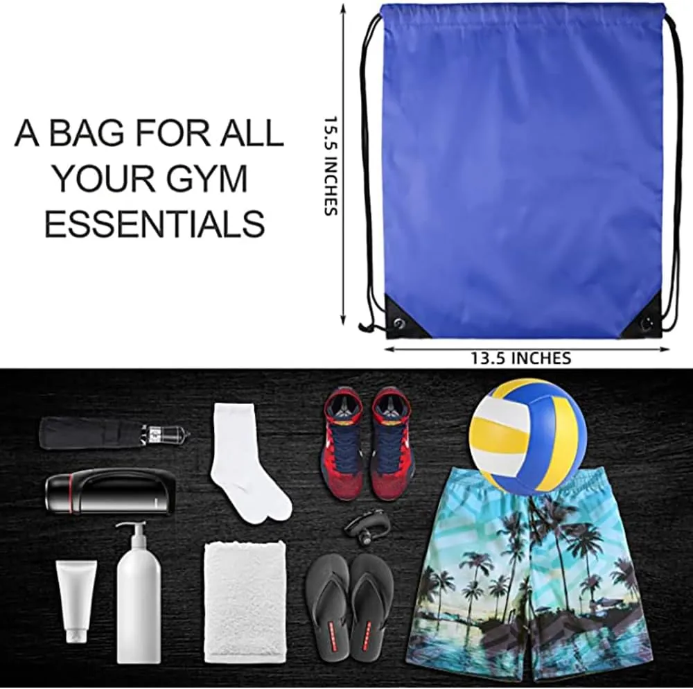 GoodtoU Drawstring Backpacks, Drawstring Bags Bulk Nylon Backpack Draw String Back Bag Cinch Sack Drawstring Gym Bag Drawstring Backpack for Sport, Traveling, Team (Blue, 16Pcs)