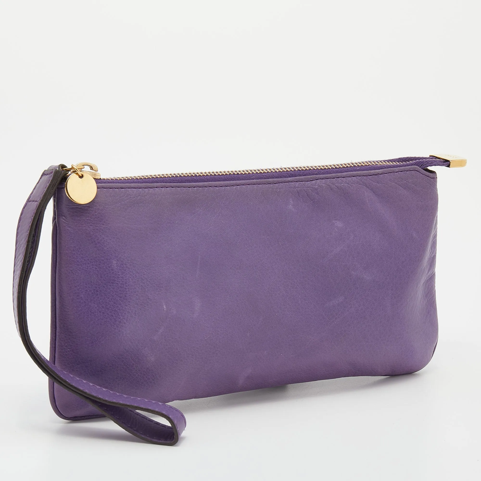 Gucci Purple Leather Wristlet Clutch