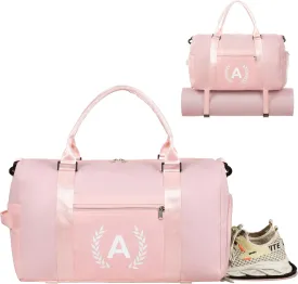Gym Bag for Women, Personalized Duffle Bag with Shoe Compartment, Sports Bag for Yoga & Dance with Wet Pocket and Mat Strap.