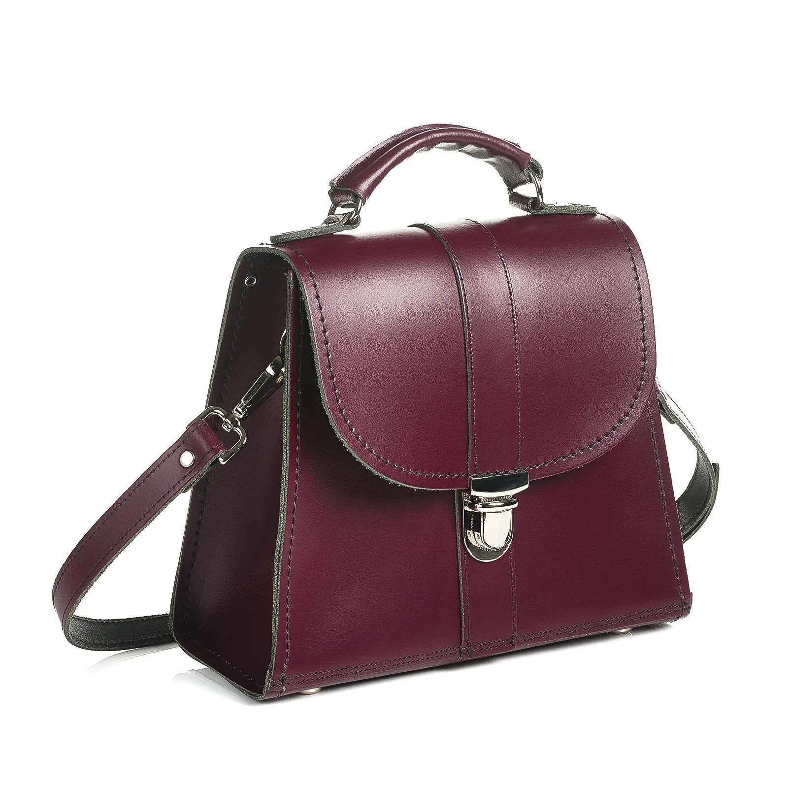 Handmade Leather Cross Body Bag - Marsala Red