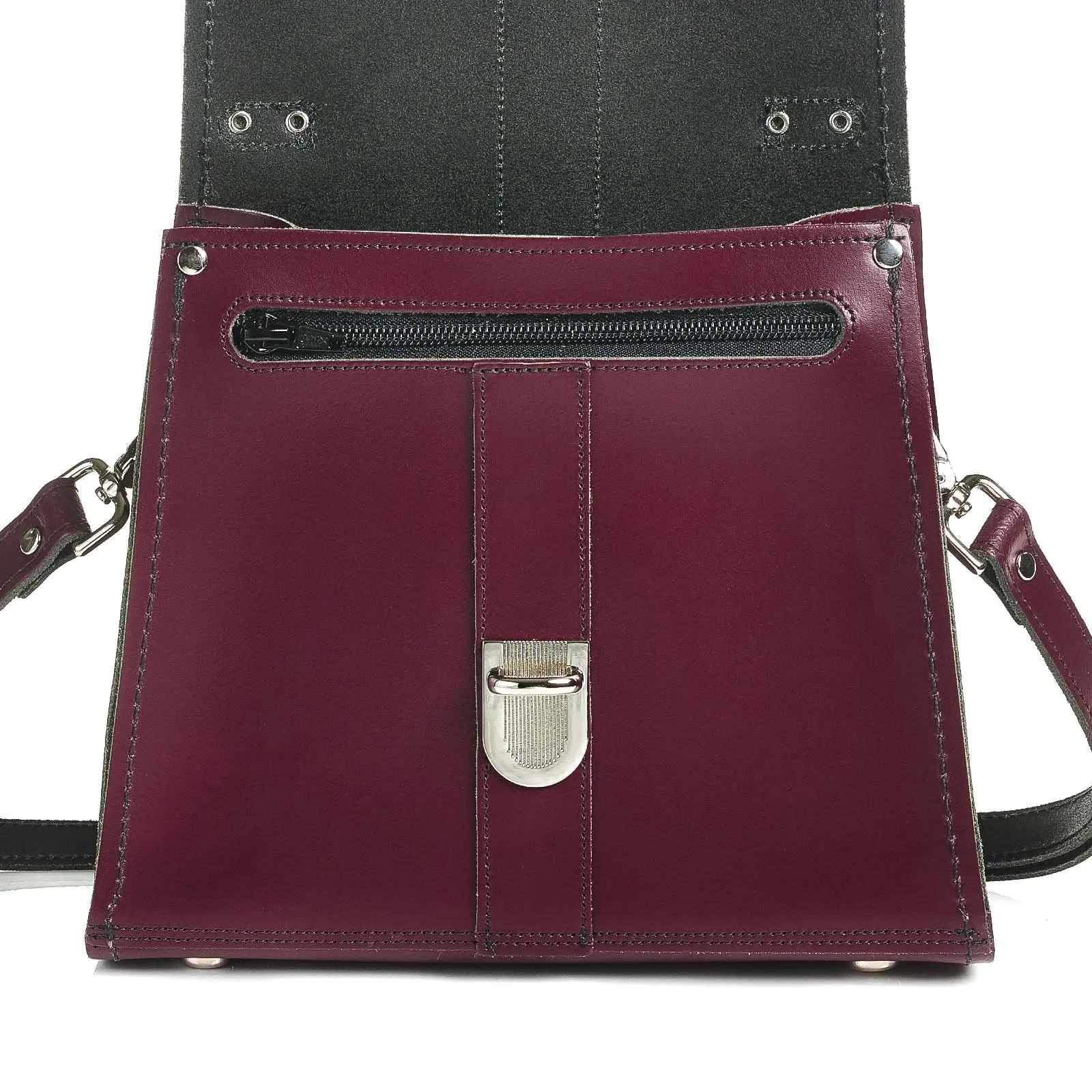 Handmade Leather Cross Body Bag - Marsala Red