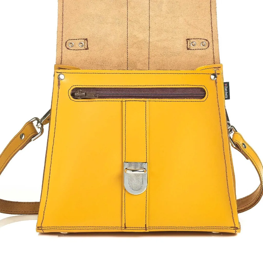 Handmade Leather Cross Body Bag - Yellow Ochre - Made In The UK