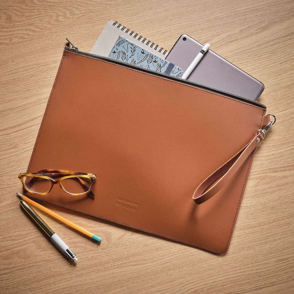 Handmade Leather Folio Case - Black - Made in the UK
