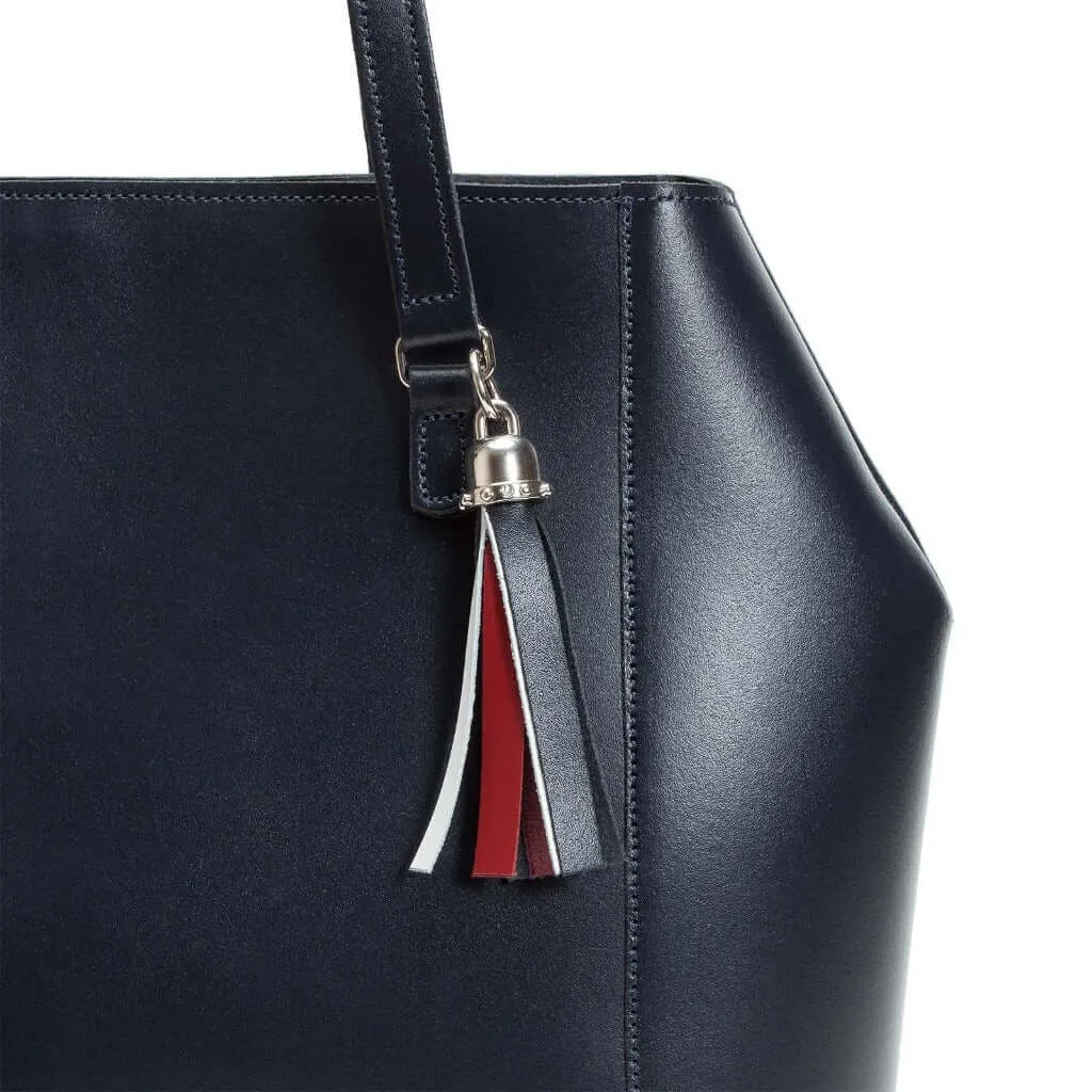 Handmade Leather Tote Bag - British Edit - Navy Blue