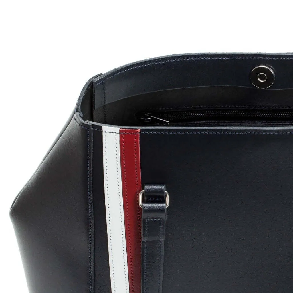 Handmade Leather Tote Bag - British Edit - Navy Blue