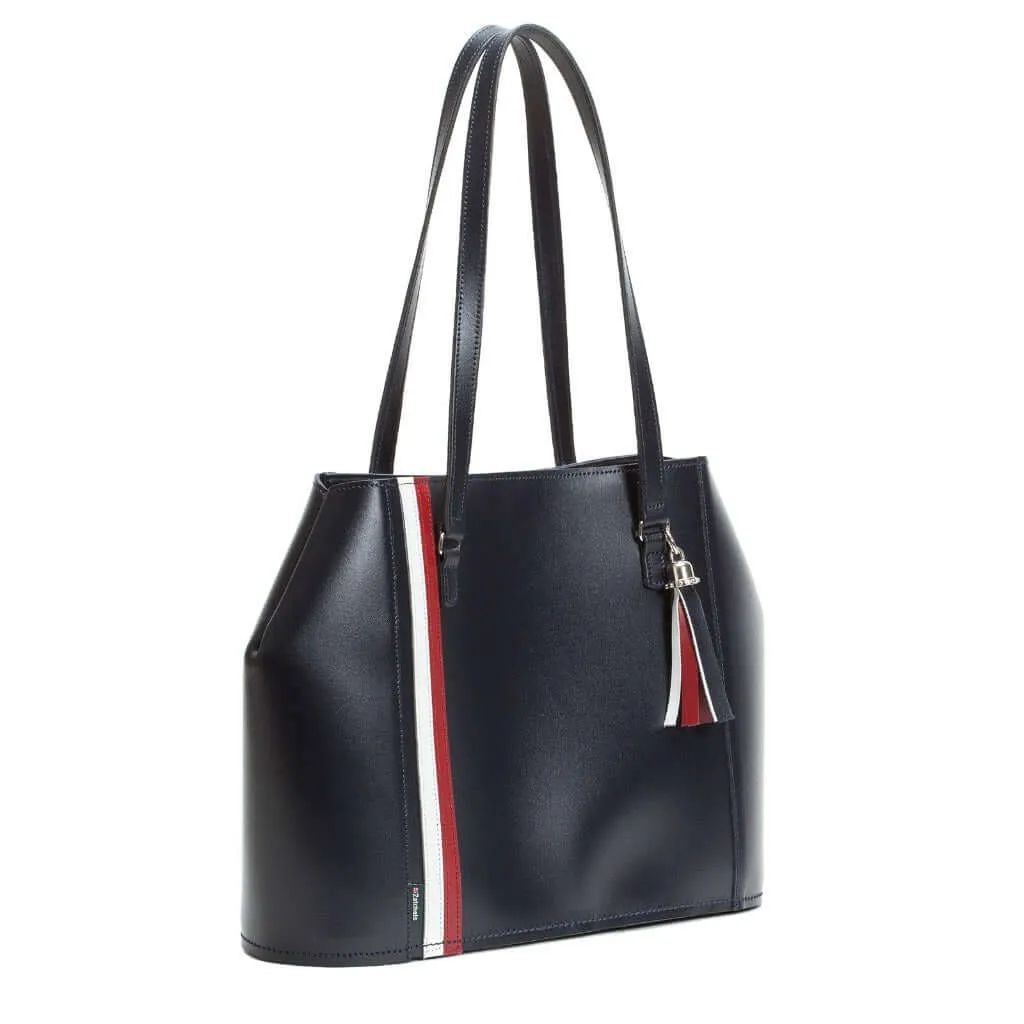 Handmade Leather Tote Bag - British Edit - Navy Blue