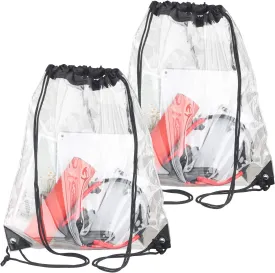 HAOGUAGUA 2 Pieces Clear Drawstring Bags, Waterproof Small Clear Bag for Stadium Colleges Sport Event Work Concert Security Approved