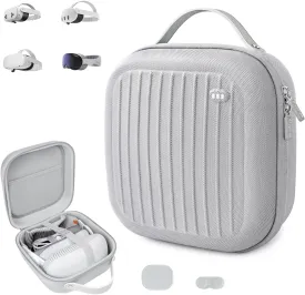 Hard Carrying Case Compatible with Meta Quest 3S/Quest 3/Quest 2/Vision Pro, Portable VR Gaming Headset and Touch Controllers Case with Lens Protector, Suit for Travel and Home Storage-Gray