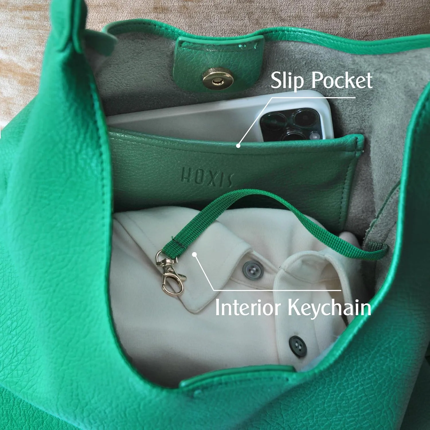 HOXIS Hobo Bags for Women Soft Vegan Leather Shoulder Handbag Slouchy Tote Purses