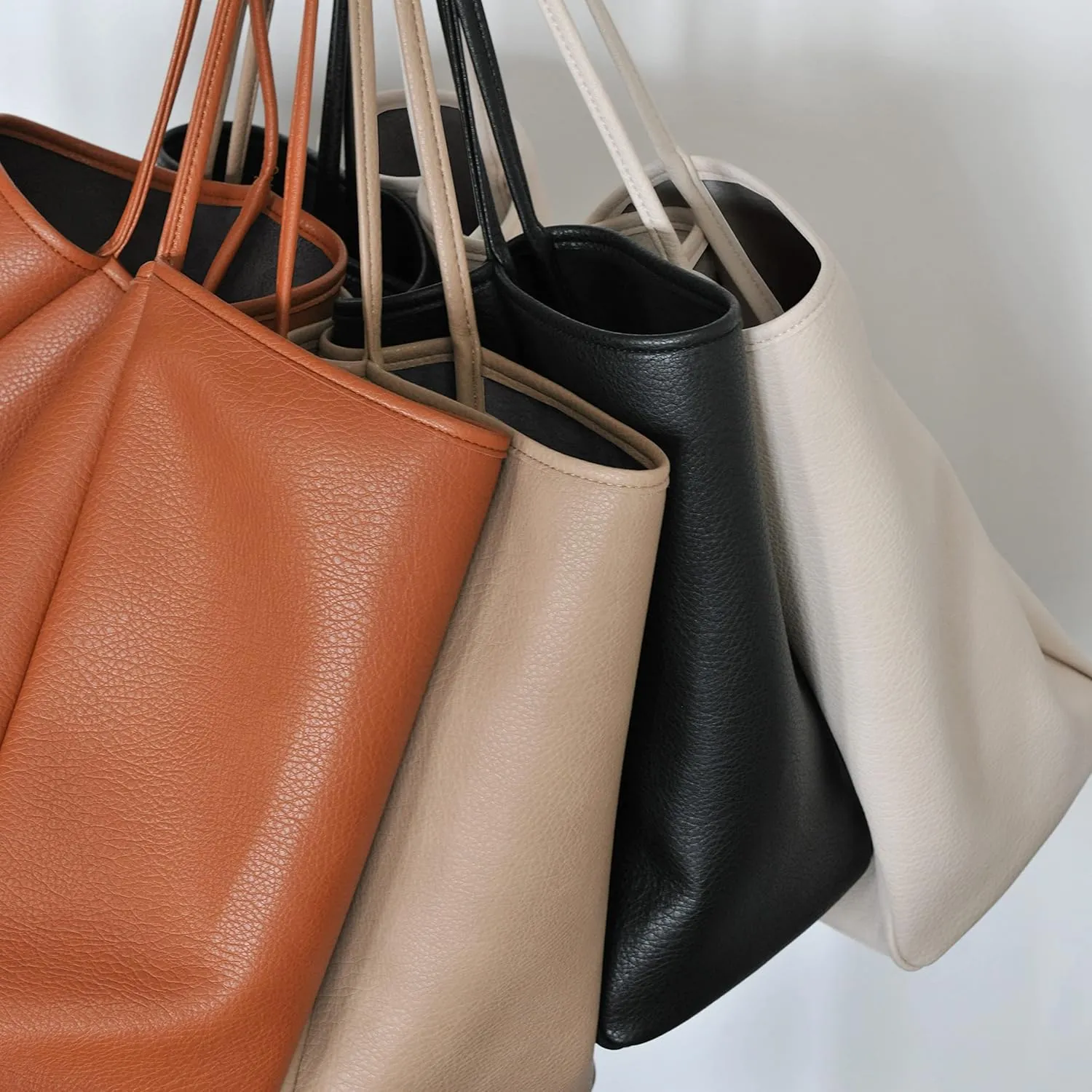 HOXIS Oversize Pu Leather Tote Women Weekender Bag Shopper Handbag Travel Purse