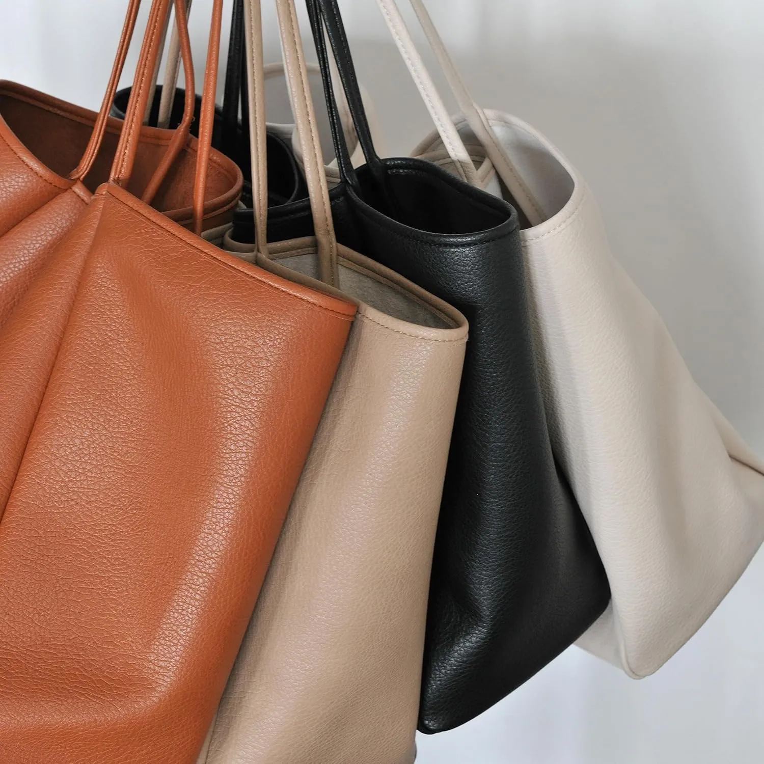 HOXIS Oversize Pu Leather Tote Women Weekender Bag Shopper Handbag Travel Purse